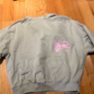 Gray Hoodie with Pink Design